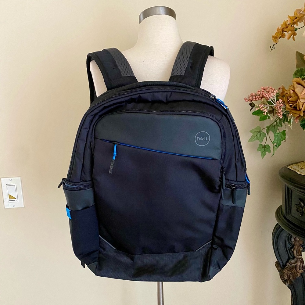 Dell Black Backpack with Blue Accents - Padded Laptop Pack